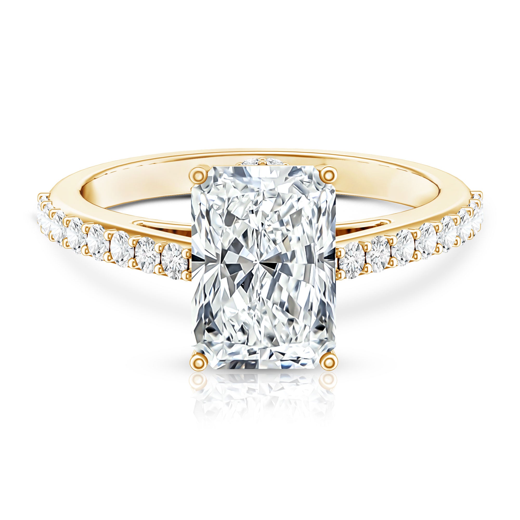 Rosec Jewels-3 Carat Radiant Cut Lab Grown Diamond Hidden Halo Engagement Ring with IGI Certificate