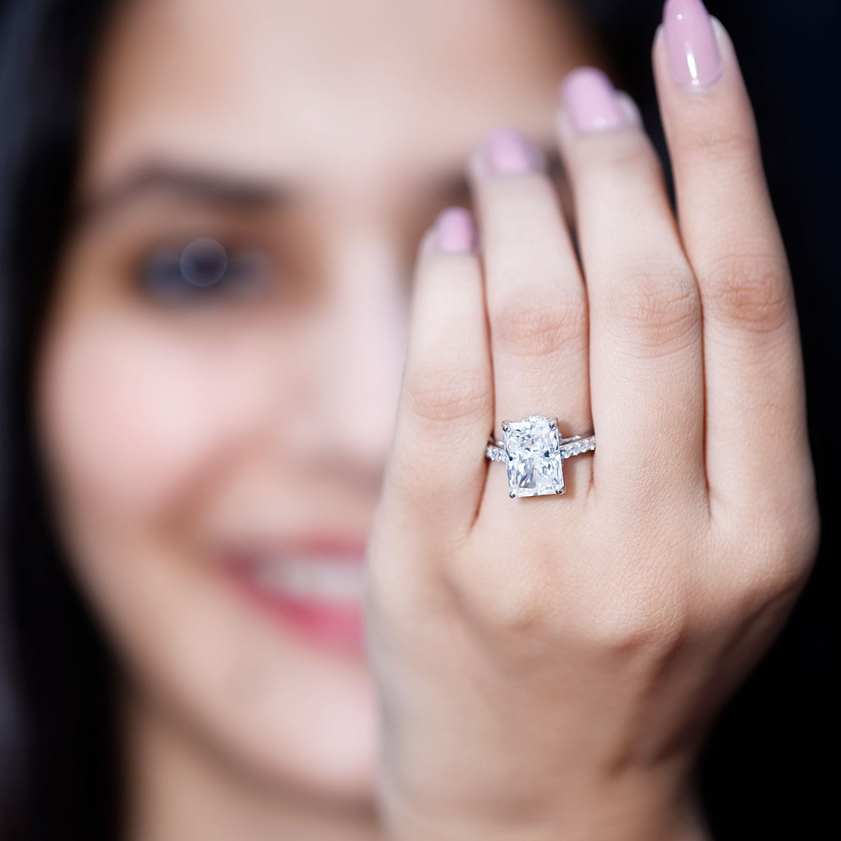IGI Certified 5 Carat Lab Grown Diamond Solitaire Radiant Cut Engagement Ring Lab - ( E-VS1 ) - Rosec Jewels