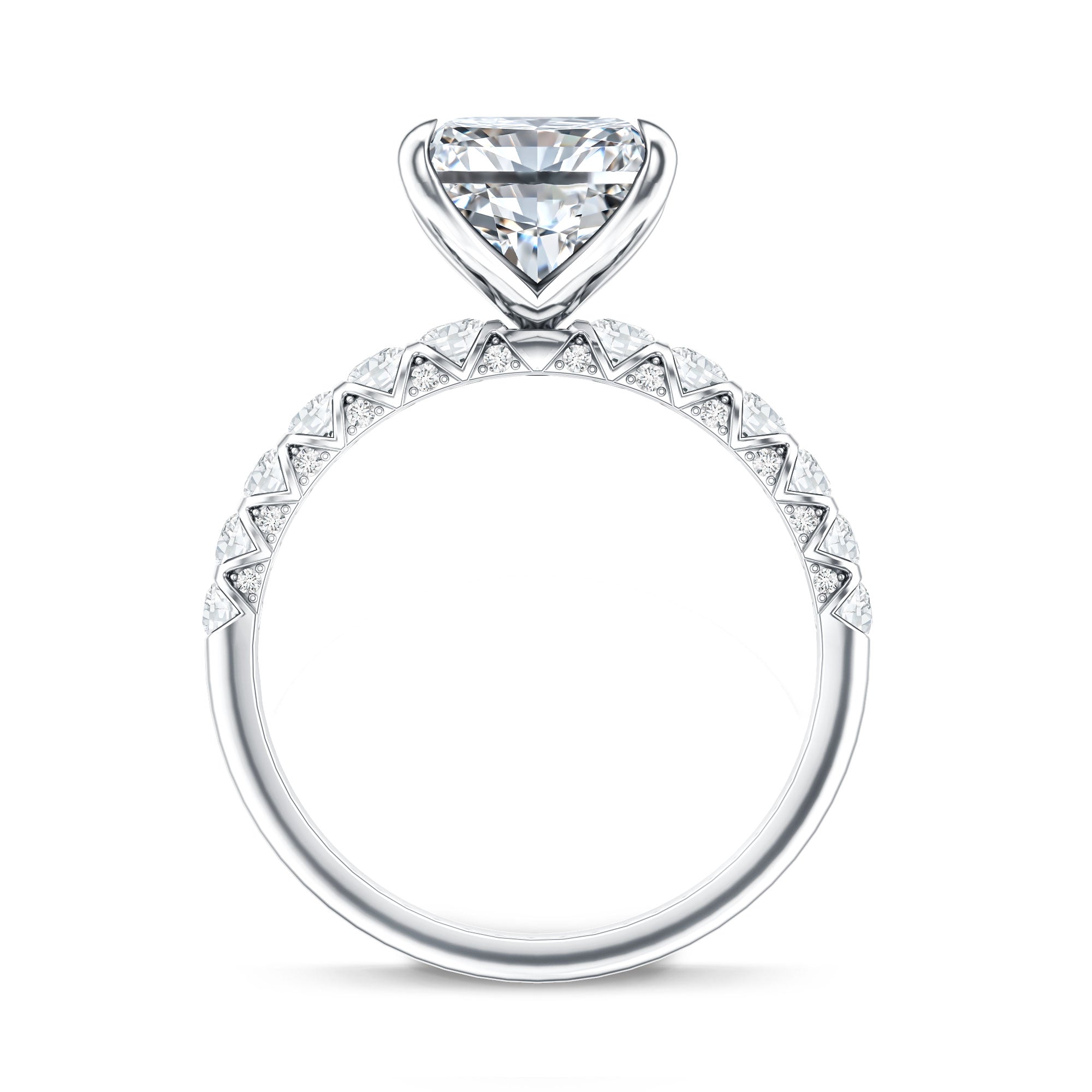 Rosec Jewels-4 Carat Radiant Cut Lab Grown Diamond Side Stone Engagement Ring IGI Certified