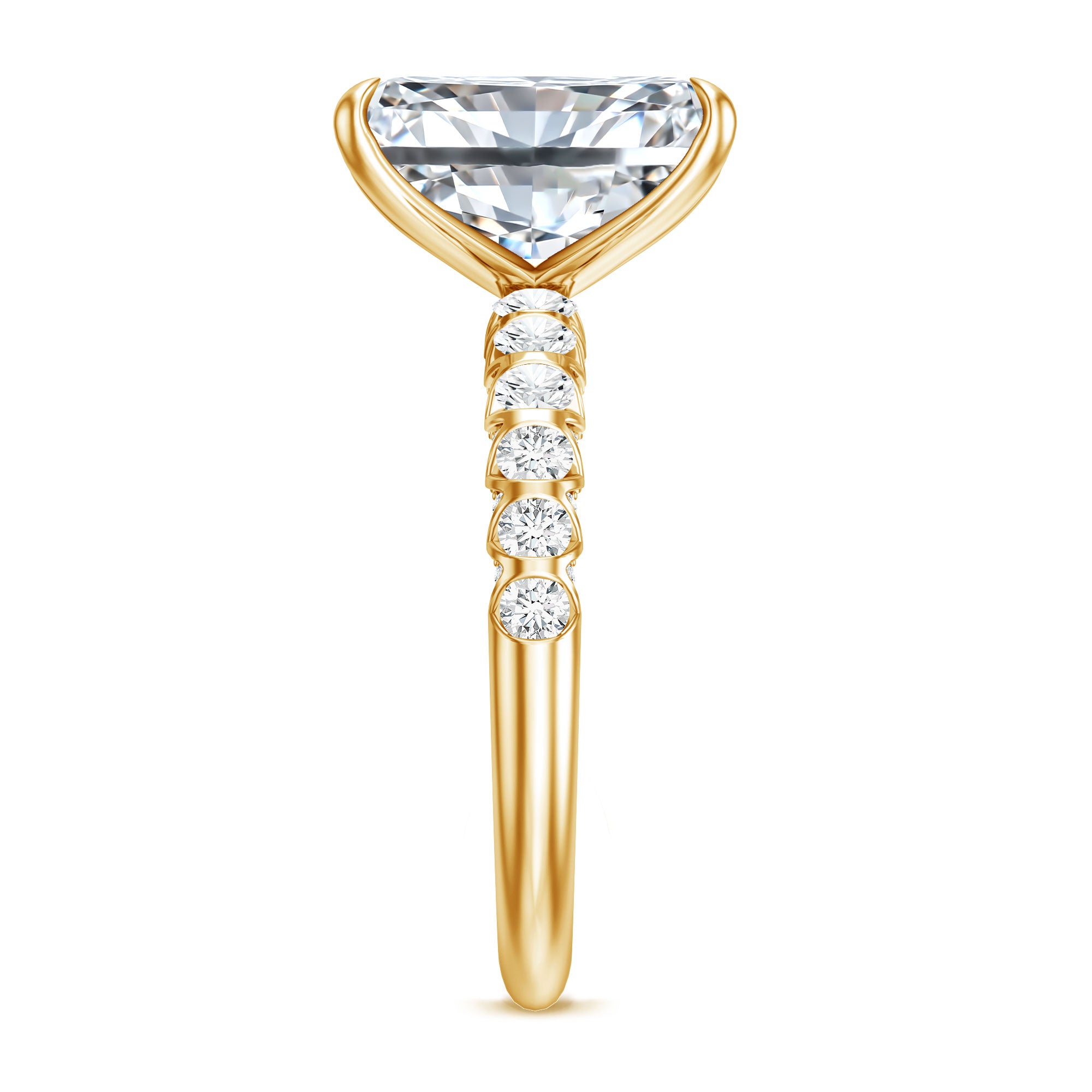 Rosec Jewels-4 Carat Radiant Cut Lab Grown Diamond Side Stone Engagement Ring IGI Certified