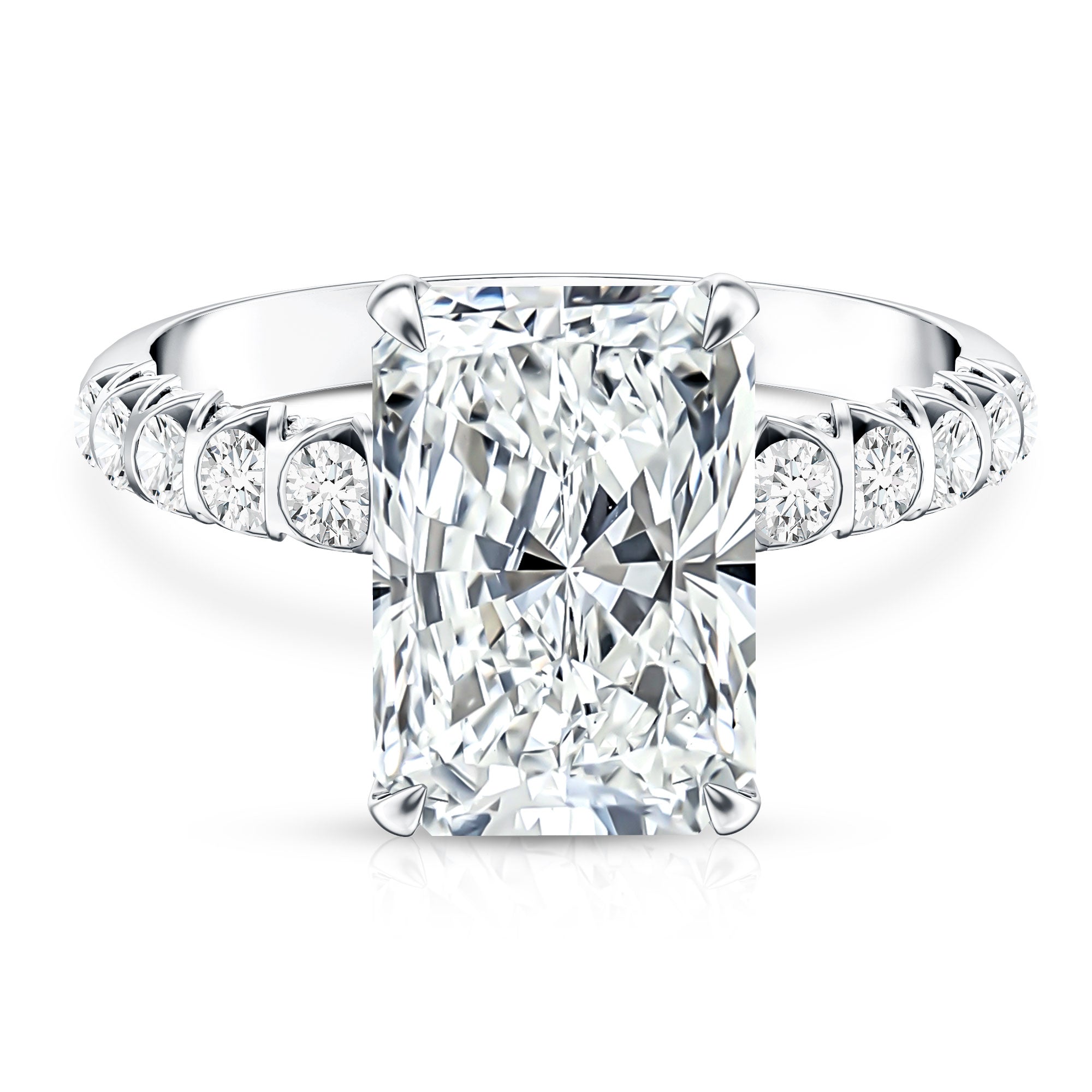 Rosec Jewels-Radiant Cut Lab Grown Diamond Huge Engagement Ring 5 Carat IGI Certified