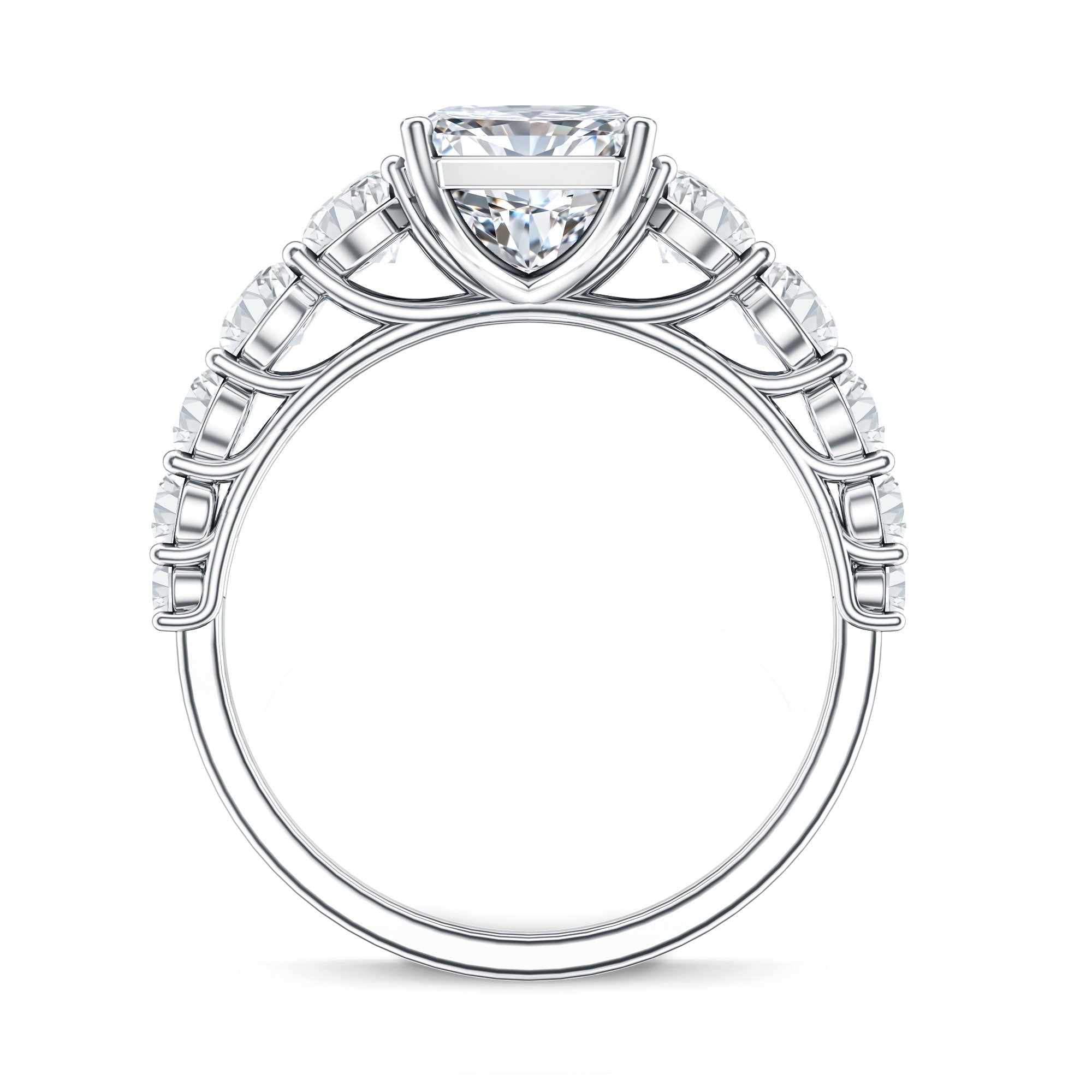 IGI Certified 3 Carat Radiant Cut Lab Grown Diamond Side Stone Engagement Ring Lab - ( E-VS1 ) - Rosec Jewels