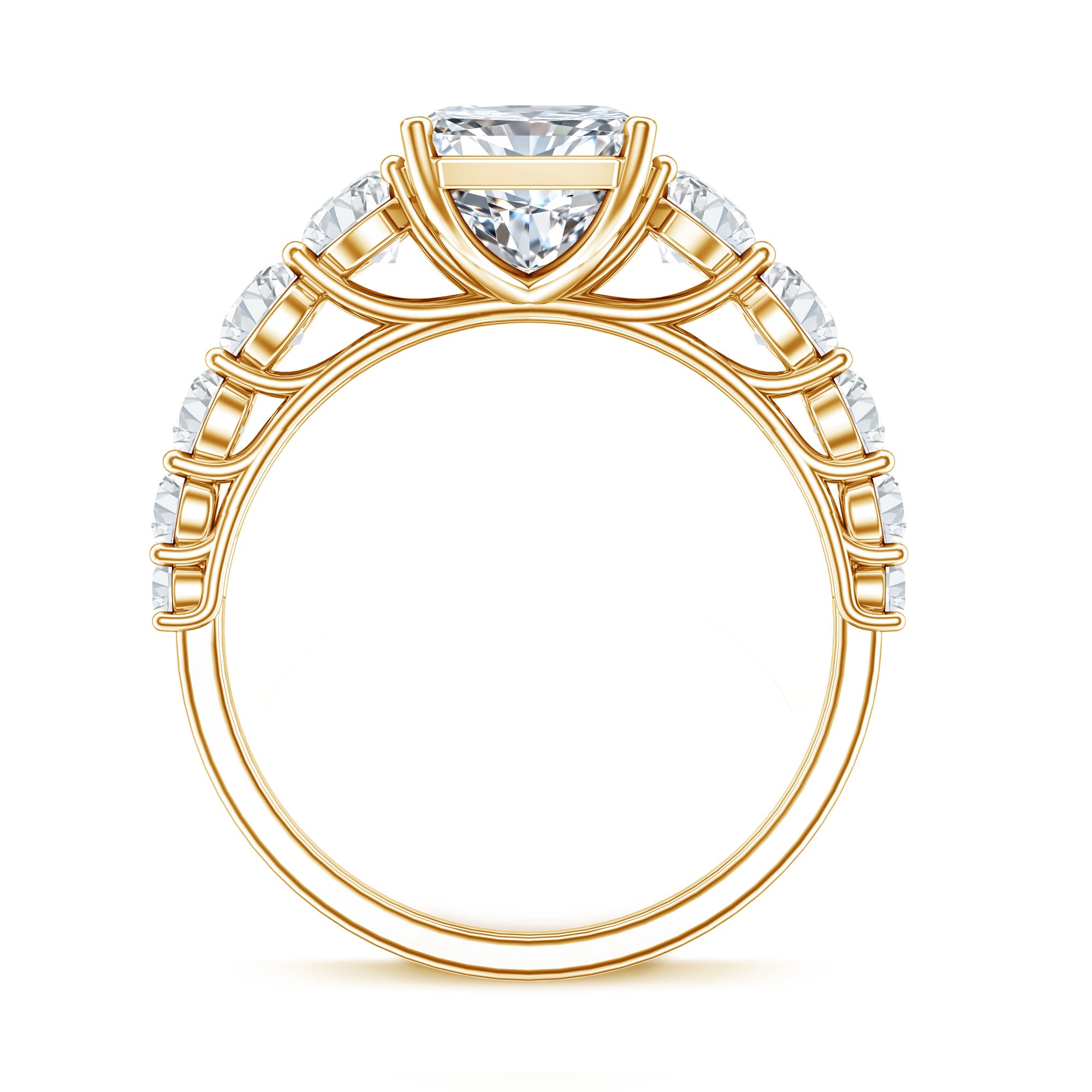 IGI Certified 3 Carat Radiant Cut Lab Grown Diamond Side Stone Engagement Ring Lab - ( E-VS1 ) - Rosec Jewels