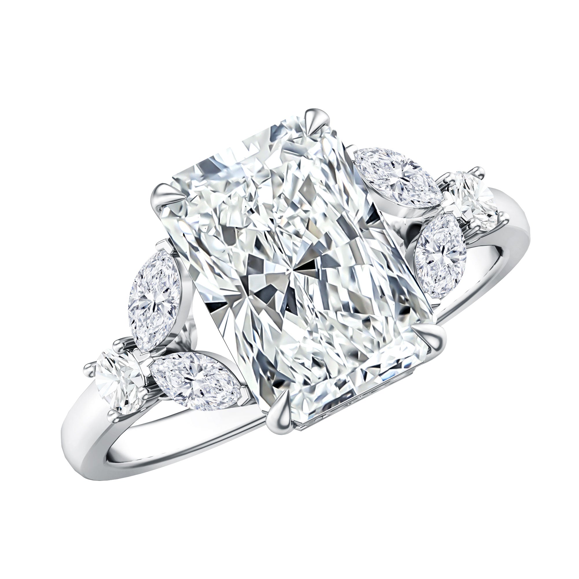 Rosec Jewels-Lab Grown Diamond 3 Carat Radiant Cut Engagement Ring with IGI Certificate