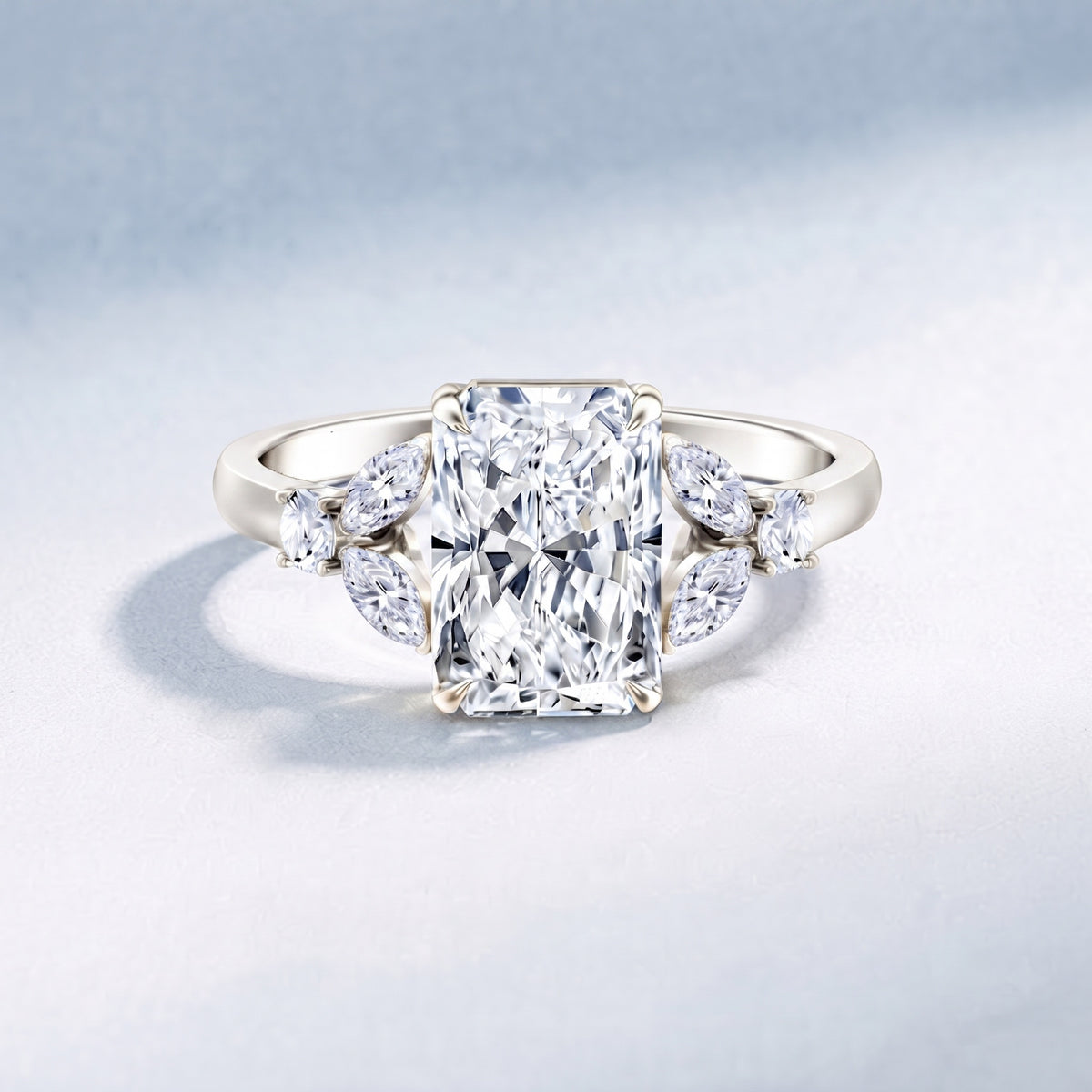 Lab Grown Diamond 3 Carat Radiant Cut Engagement Ring with IGI Certificate Lab - ( E-VS1 ) - Rosec Jewels