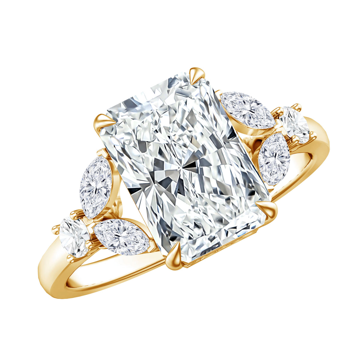 Lab Grown Diamond 3 Carat Radiant Cut Engagement Ring with IGI Certificate Lab - ( E-VS1 ) - Rosec Jewels