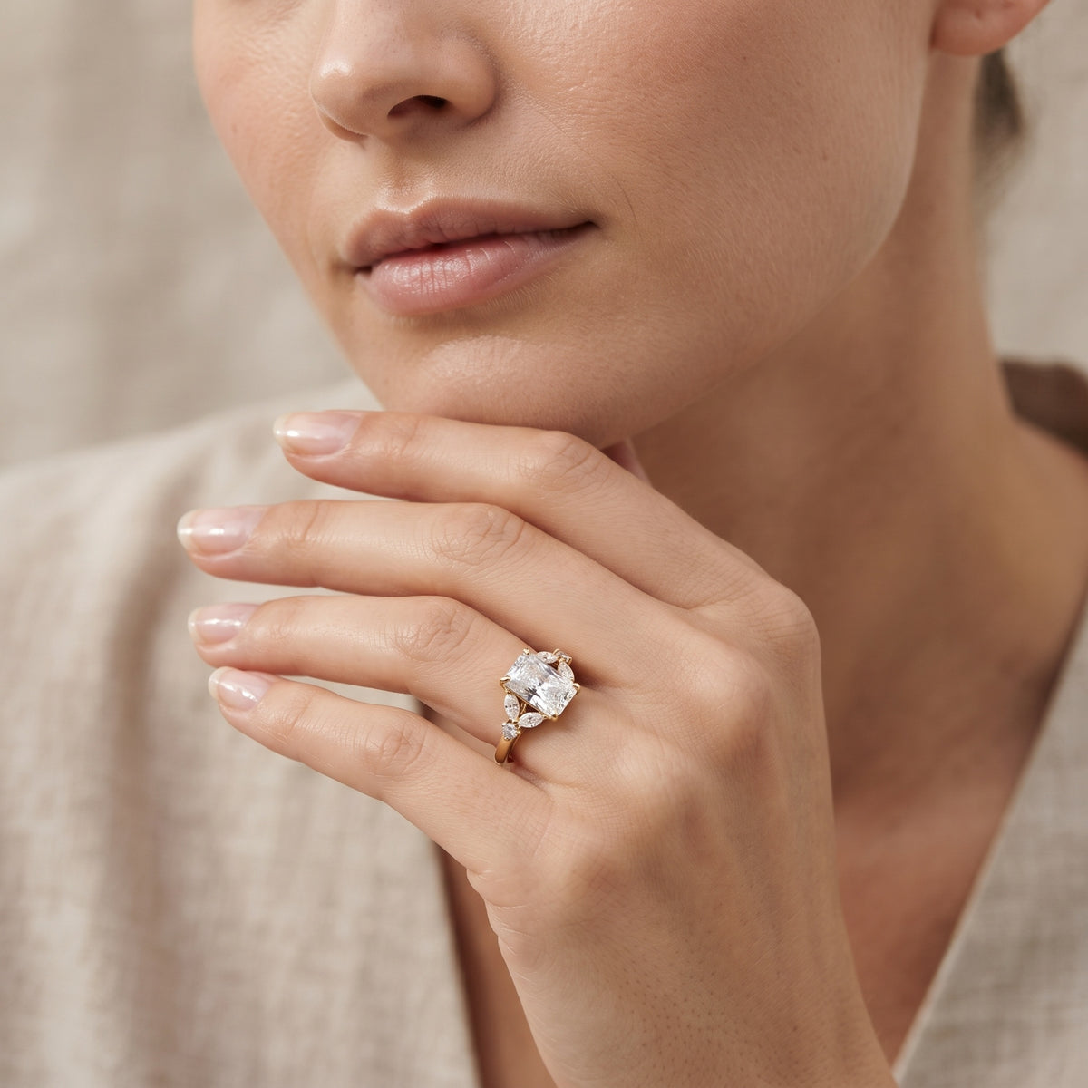 Lab Grown Diamond 3 Carat Radiant Cut Engagement Ring with IGI Certificate Lab - ( E-VS1 ) - Rosec Jewels