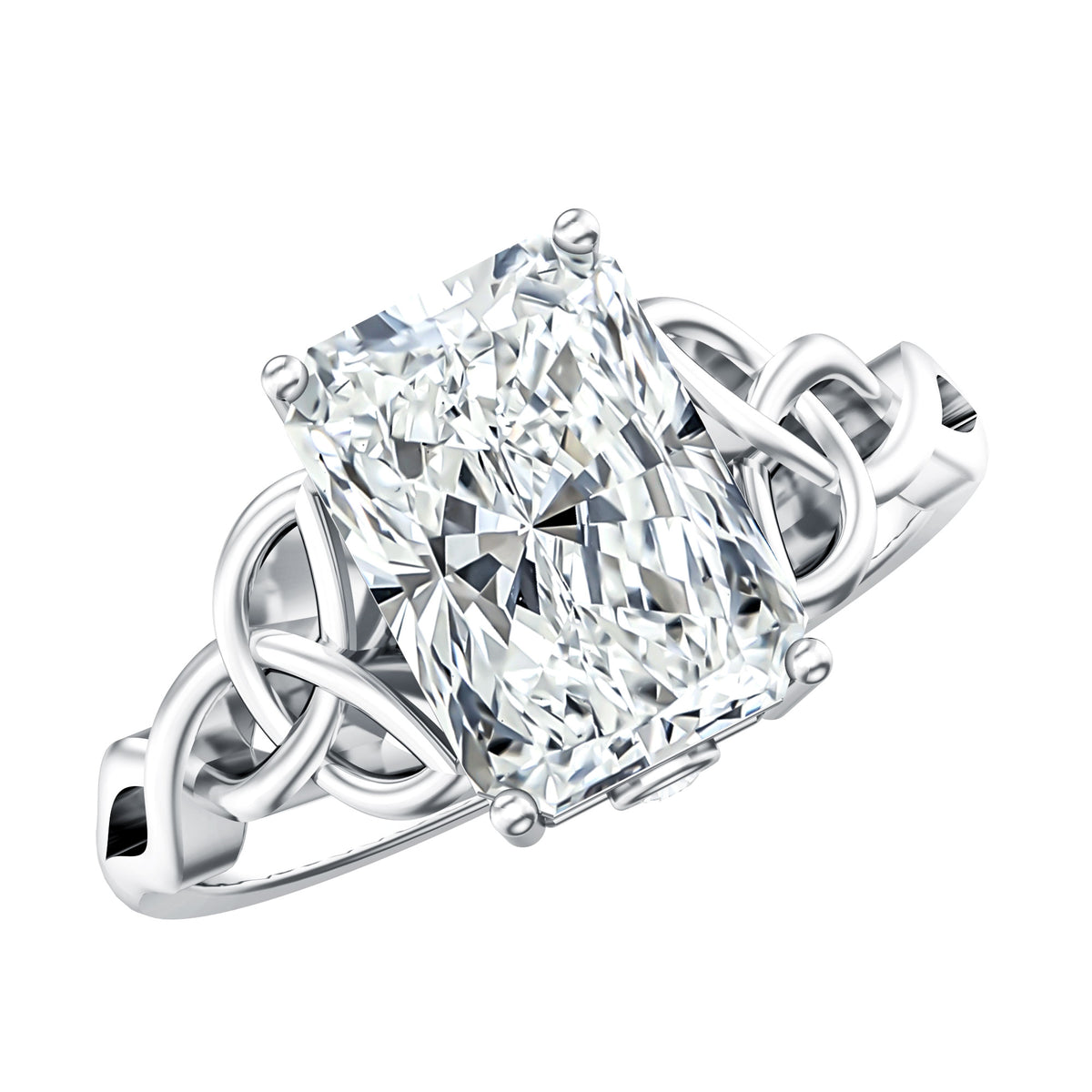 IGI Certified 3 Carat Radiant Cut Lab Diamond Knot Engagement Ring Lab - ( E-VS1 ) - Rosec Jewels
