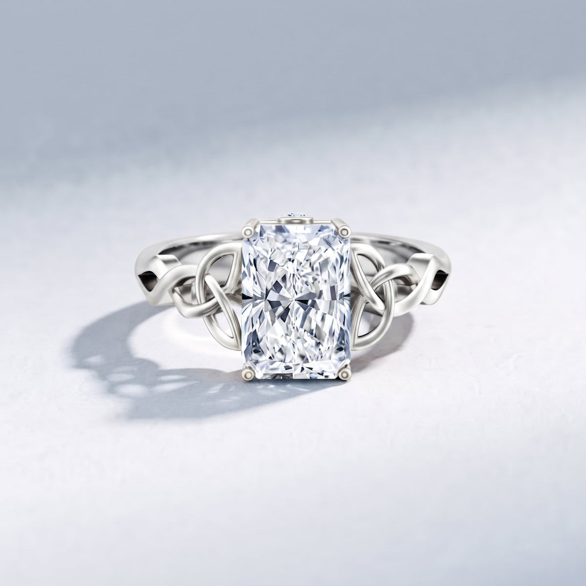 IGI Certified 3 Carat Radiant Cut Lab Diamond Knot Engagement Ring Lab - ( E-VS1 ) - Rosec Jewels