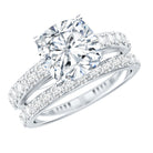 IGI Certified 3 Carat Lab Grown Diamond Cushion Cut Engagement Ring with Wedding Band Lab - ( E-VS1 ) - Rosec Jewels