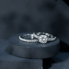 IGI Certified 3 Carat Lab Grown Diamond Cushion Cut Engagement Ring with Wedding Band Lab - ( E-VS1 ) - Rosec Jewels
