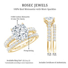 IGI Certified 3 Carat Lab Grown Diamond Cushion Cut Engagement Ring with Wedding Band Lab - ( E-VS1 ) - Rosec Jewels