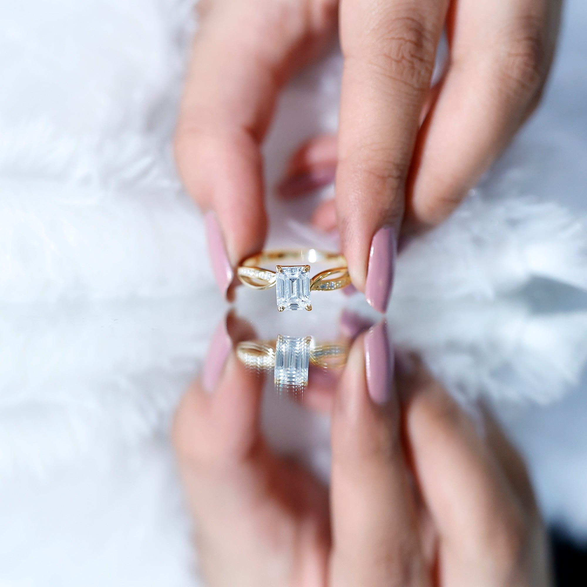 IGI Certified 2 Carat Emerald Cut Lab Grown Diamond Infinity Engagement Ring Lab - ( E-VS1 ) - Rosec Jewels