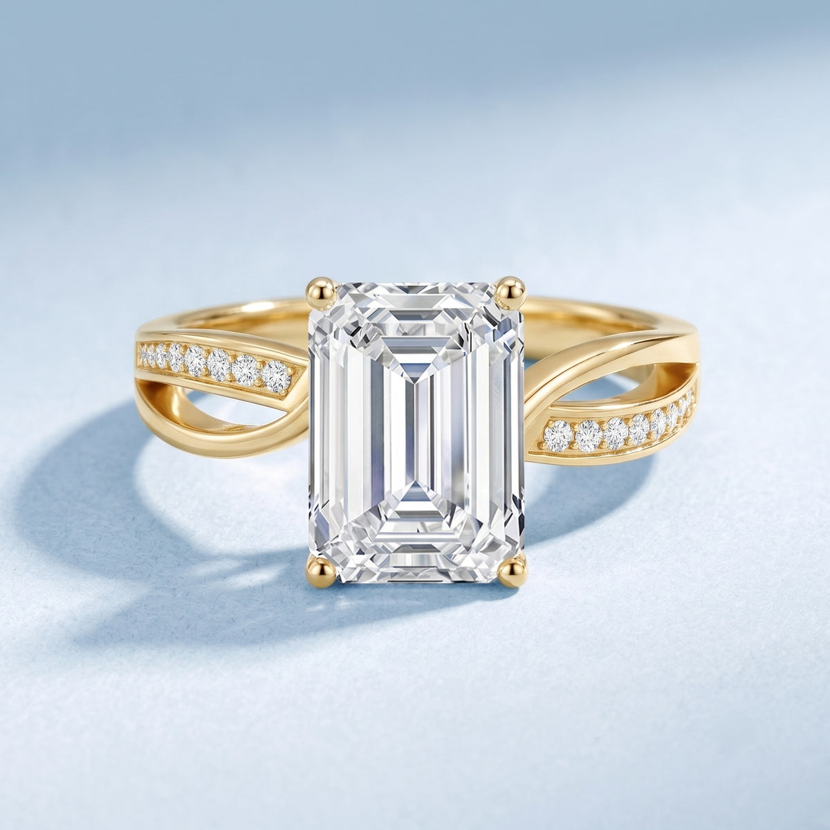 3 Carat Emerald Cut Lab Grown Diamond Infinity Engagement Ring IGI Certified Lab - ( E-VS1 ) - Rosec Jewels