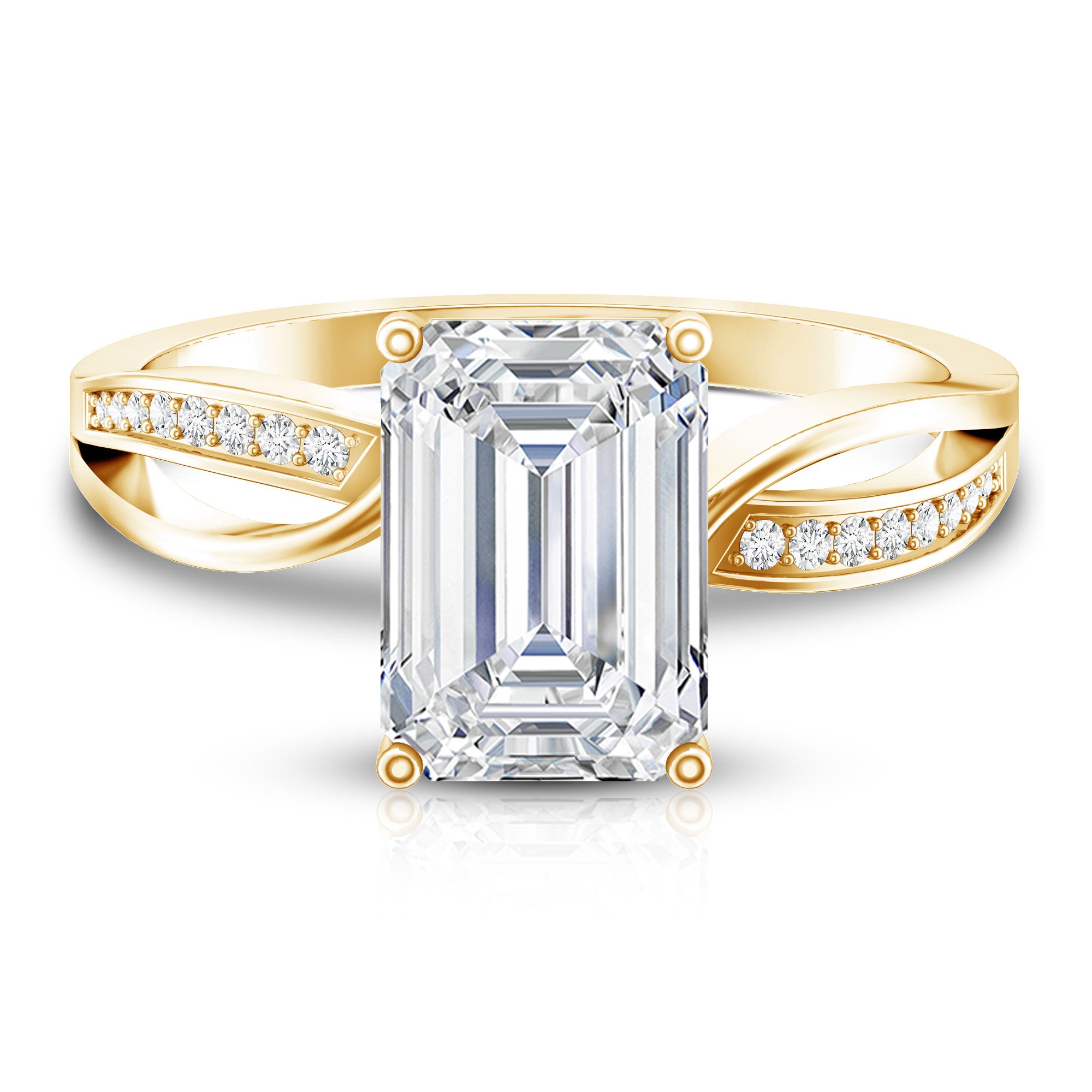 Rosec Jewels-3 Carat Emerald Cut Lab Grown Diamond Infinity Engagement Ring IGI Certified