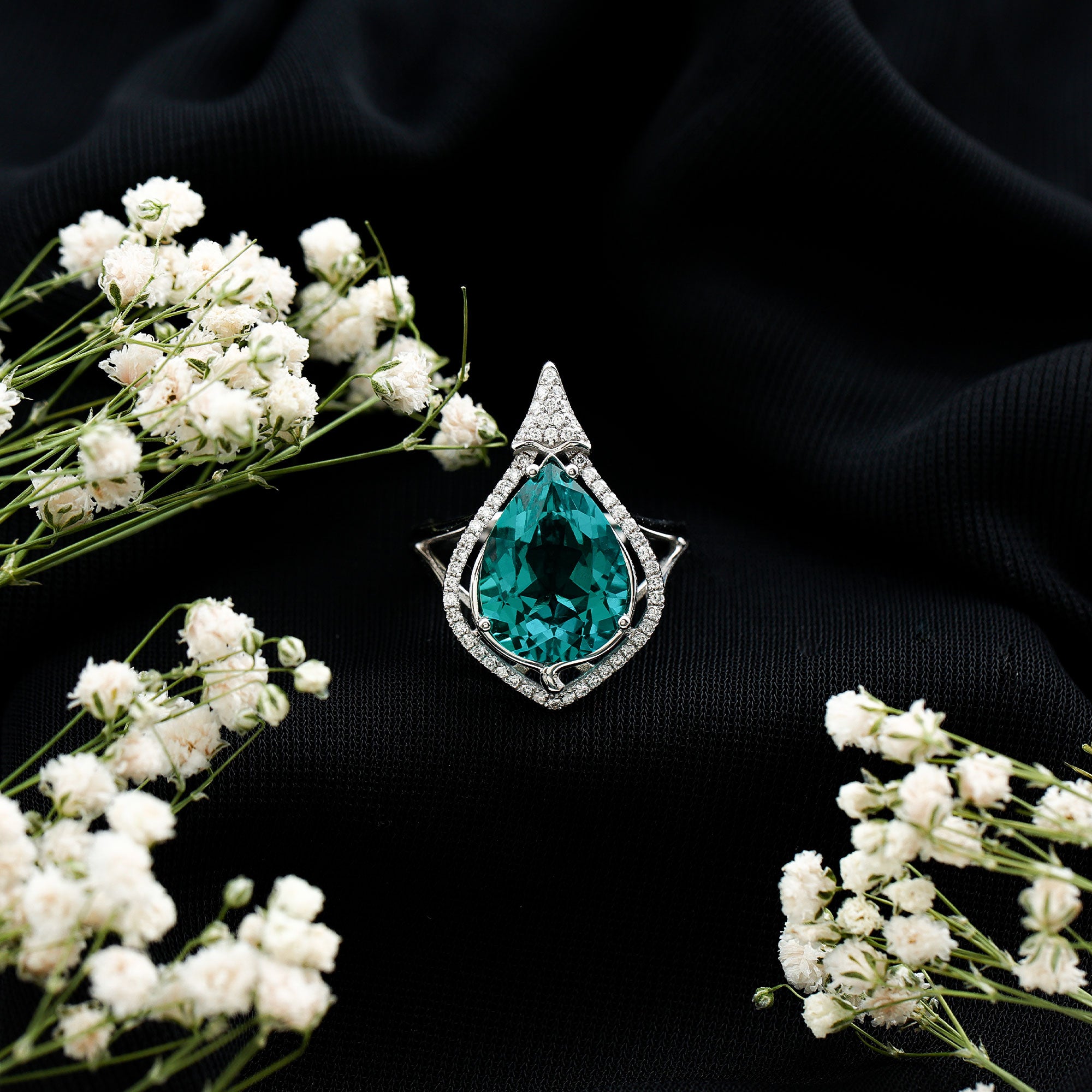 Rosec Jewels-Vintage Inspired 2.5 Carat Lab Grown Emerald and Diamond Statement Engagement Ring