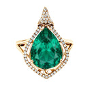 Rosec Jewels-Vintage Inspired 2.5 Carat Lab Grown Emerald and Diamond Statement Engagement Ring