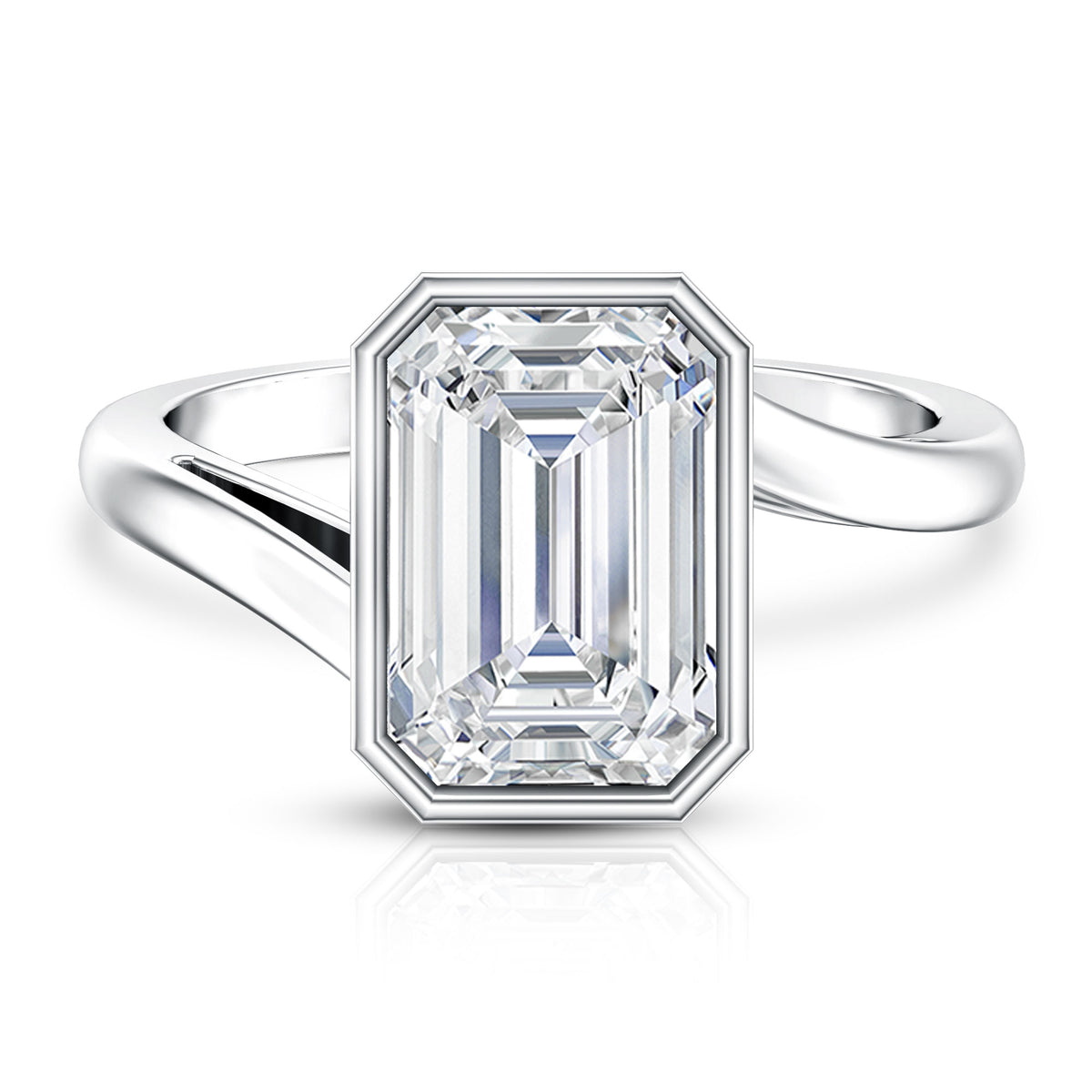 Rosec Jewels-IGI Verified 4 Carat Emerald Cut Lab Grown Diamond Bypass Engagement Ring