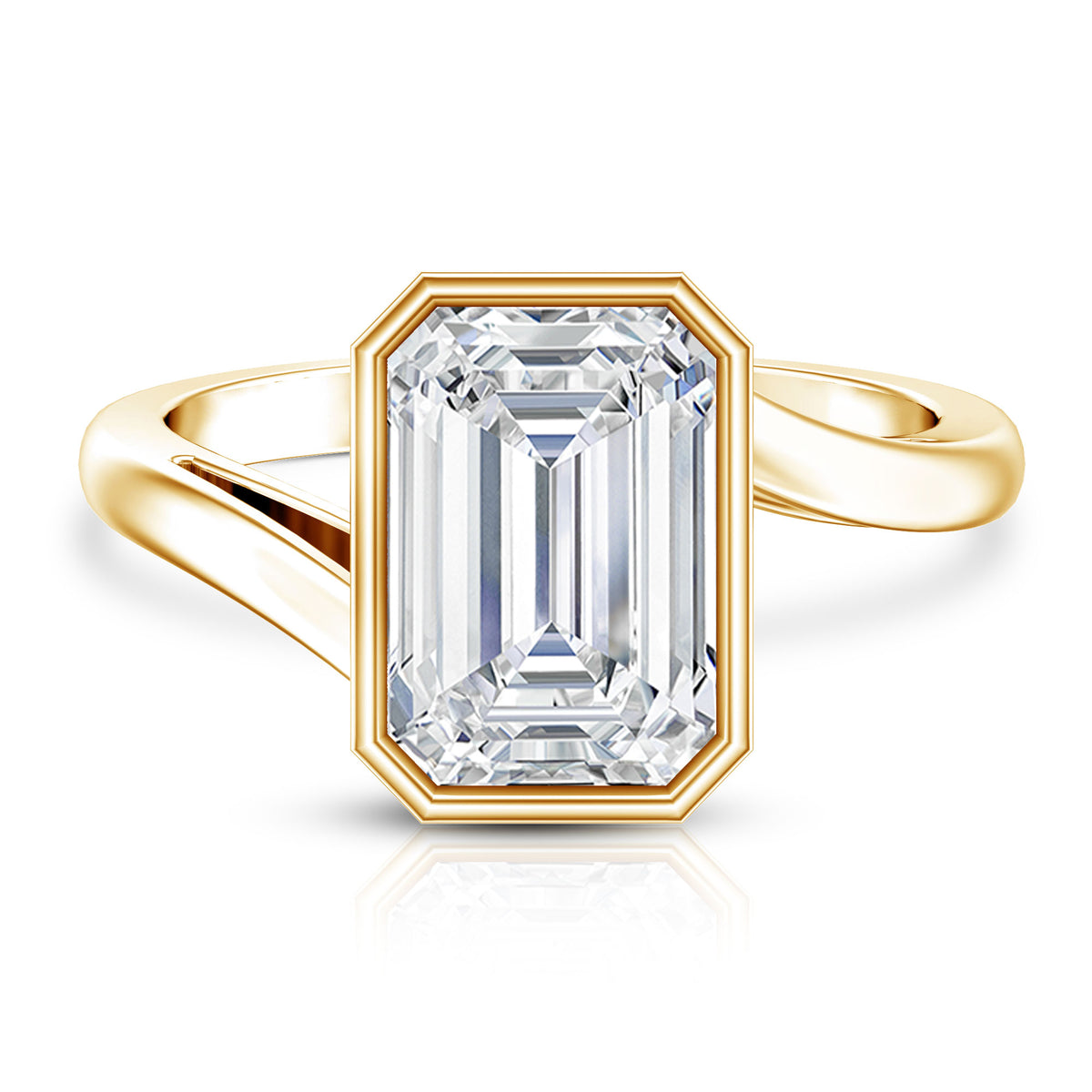 Rosec Jewels-IGI Verified 4 Carat Emerald Cut Lab Grown Diamond Bypass Engagement Ring
