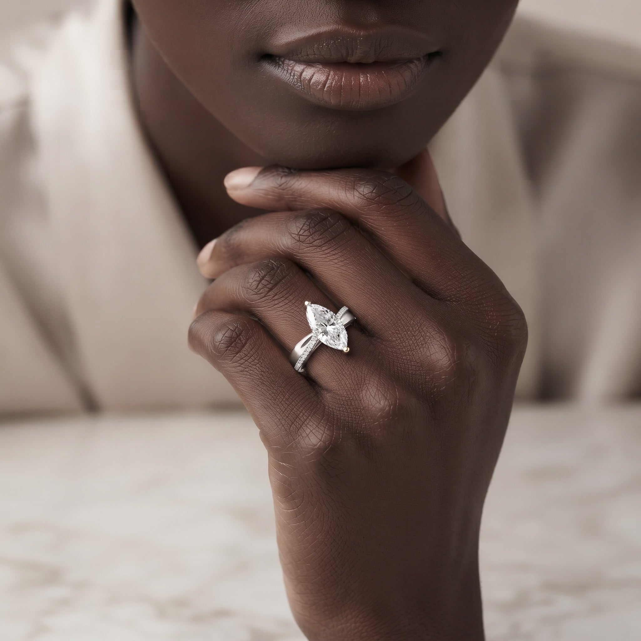 IGI Certified Lab Grown Diamond Marquise Solitaire Engagement Ring 2 Carat Lab - ( E-VS1 ) - Rosec Jewels