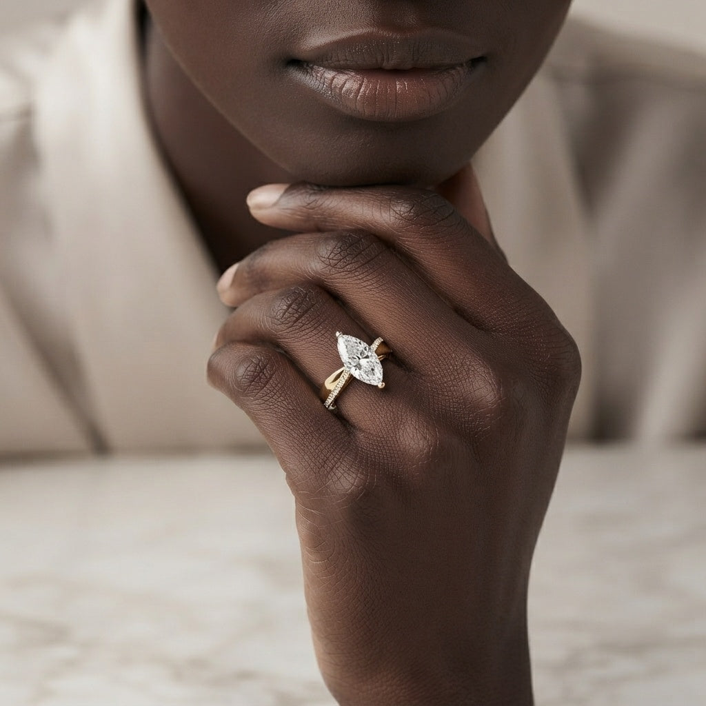 IGI Certified Lab Grown Diamond Marquise Solitaire Engagement Ring 2 Carat Lab - ( E-VS1 ) - Rosec Jewels