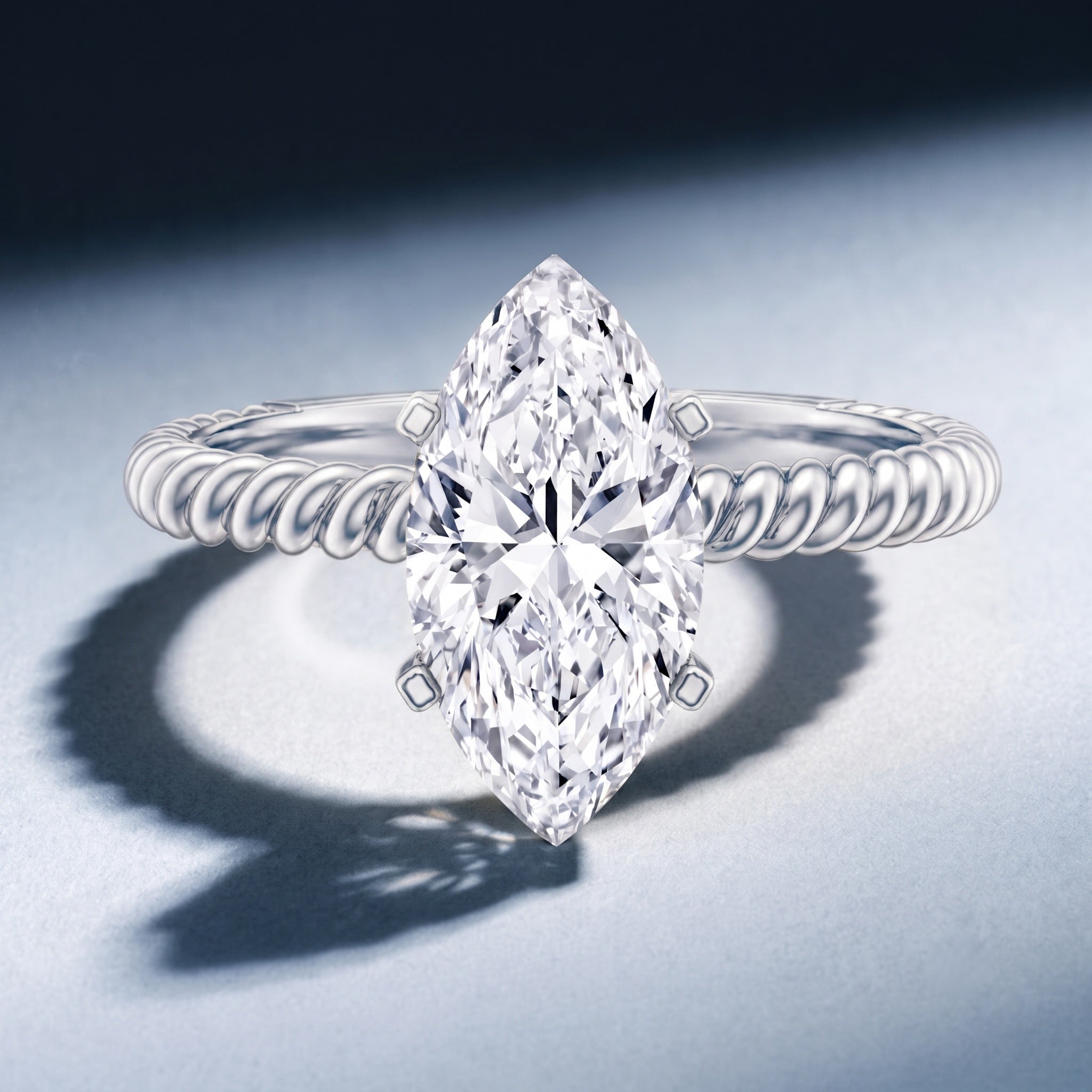 Marquise Cut 2 Carat Lab Grown Diamond Solitaire Engagement Ring IGI Certified Lab - ( E-VS1 ) - Rosec Jewels