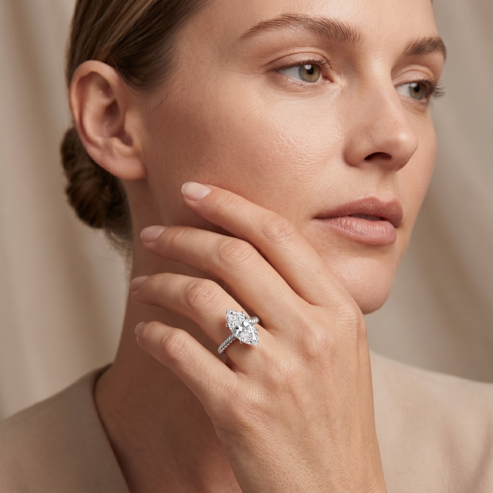 Marquise Cut 2 Carat Lab Grown Diamond Solitaire Engagement Ring IGI Certified Lab - ( E-VS1 ) - Rosec Jewels