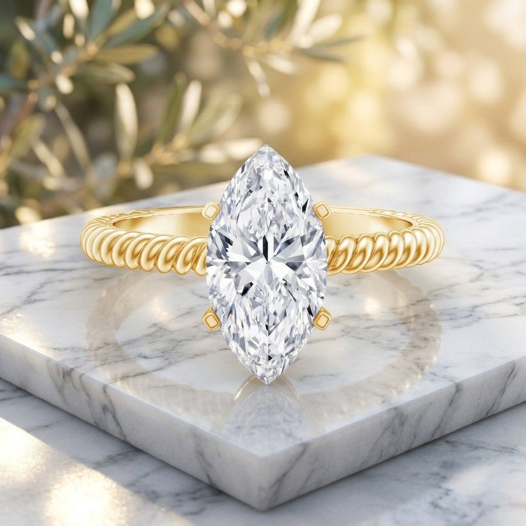 Marquise Cut 2 Carat Lab Grown Diamond Solitaire Engagement Ring IGI Certified Lab - ( E-VS1 ) - Rosec Jewels