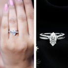 IGI Certified Vintage Looking Engraved Engagement Ring with 1 Carat Marquise Lab Diamond Lab - ( E-VS1 ) - Rosec Jewels