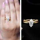 IGI Certified Vintage Looking Engraved Engagement Ring with 1 Carat Marquise Lab Diamond Lab - ( E-VS1 ) - Rosec Jewels