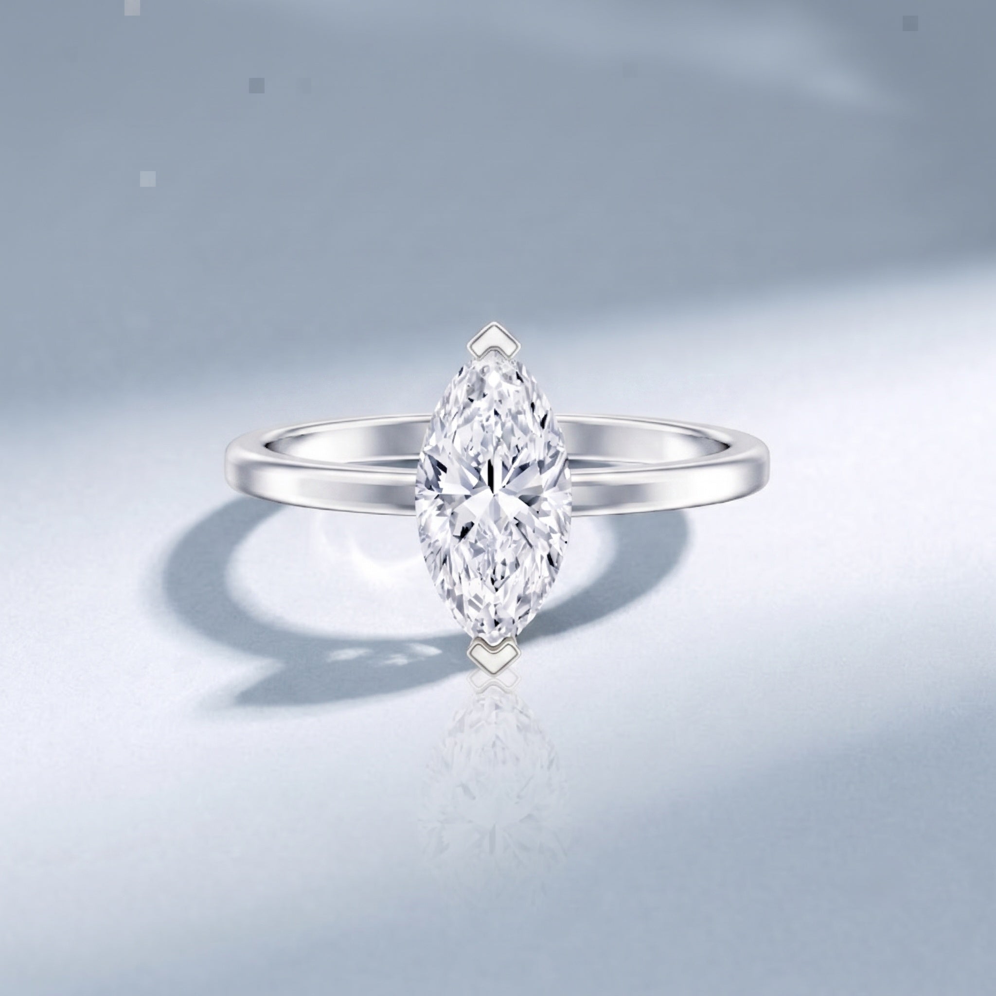 Classic Marquise Cut Lab Grown Diamond 1 Carat Engagement Ring with IGI Certificate Lab - ( E-VS1 ) - Rosec Jewels