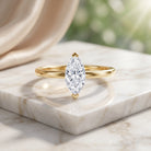Classic Marquise Cut Lab Grown Diamond 1 Carat Engagement Ring with IGI Certificate Lab - ( E-VS1 ) - Rosec Jewels