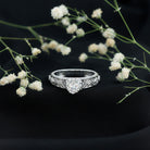 IGI Certified 1 Carat Lab Diamond Heart Engagement Ring with Antique Inspired Filigree Detail Lab - ( E-VS1 ) - Rosec Jewels