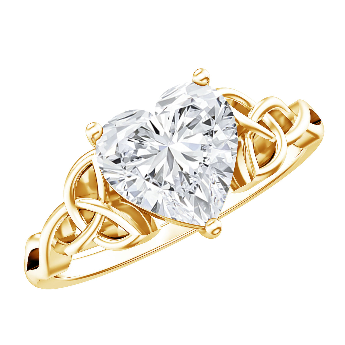Rosec Jewels-IGI Verified 2 Carat Heart Shape Lab Grown Diamond Celtic Engagement Ring