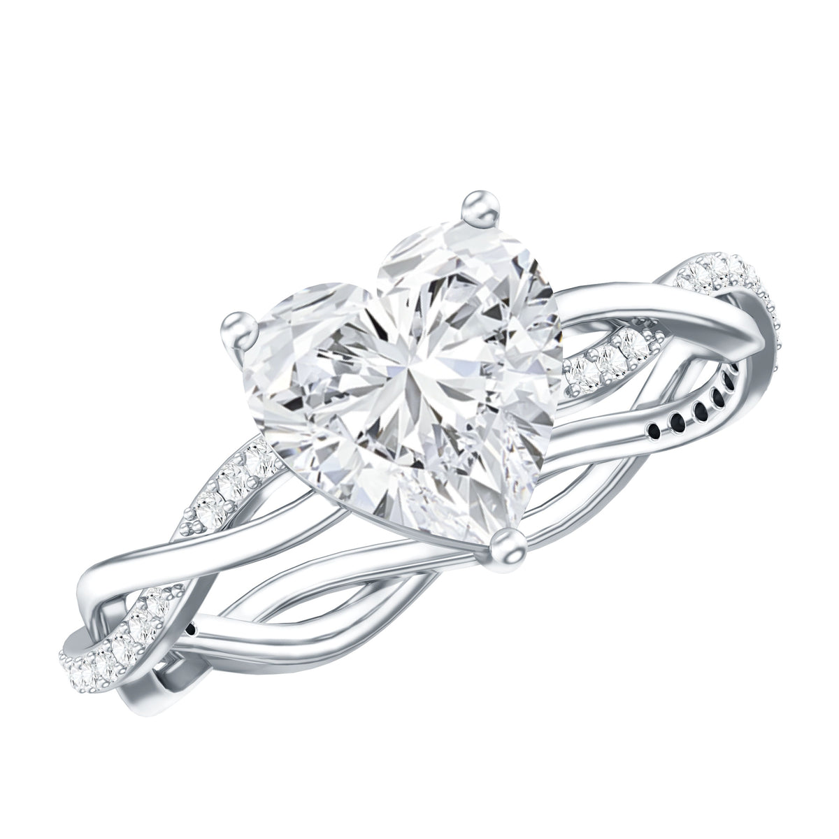 Rosec Jewels-IGI Verified 2 Carat Lab Grown Diamond Heart Engagement Ring with Braided Shank