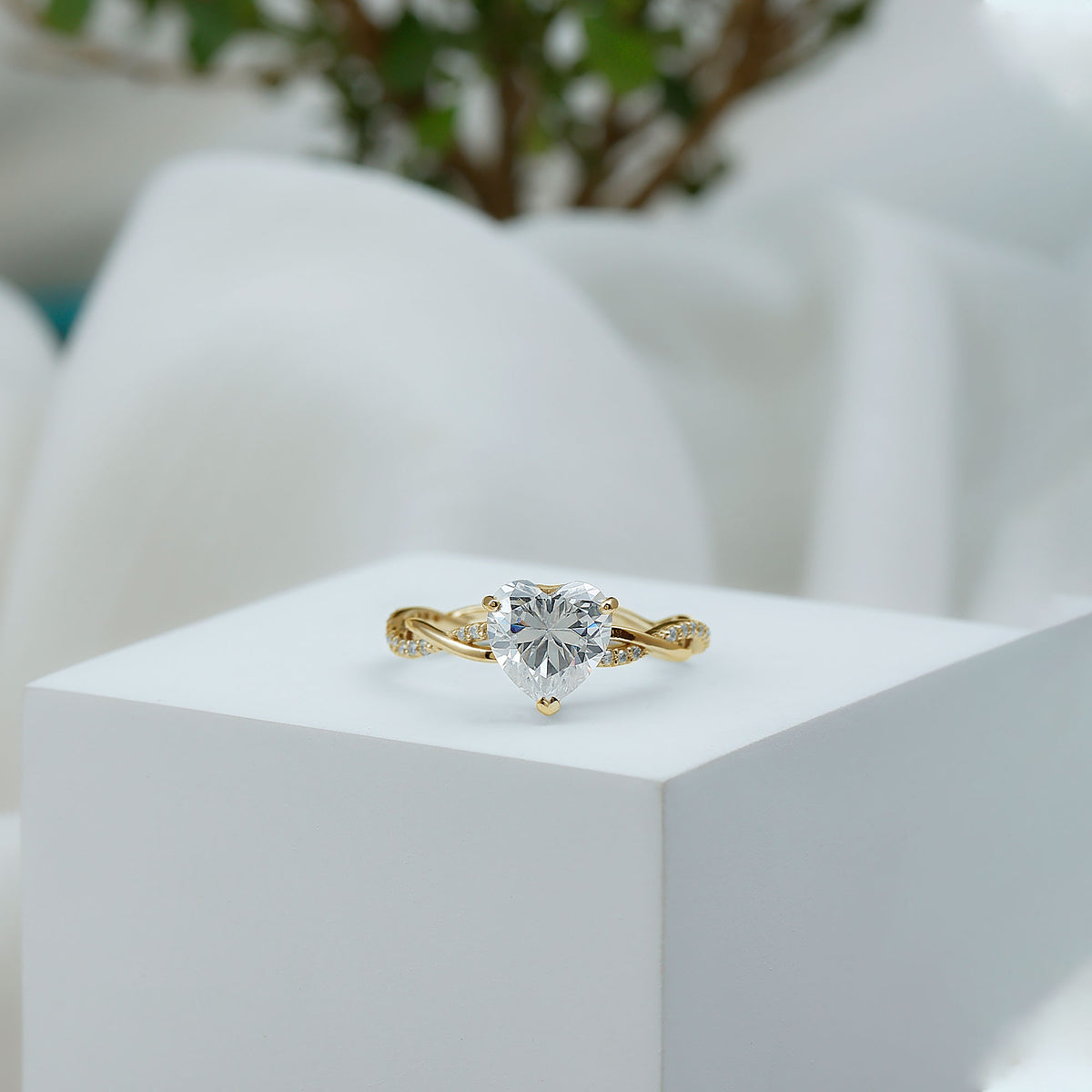 Rosec Jewels-IGI Verified 2 Carat Lab Grown Diamond Heart Engagement Ring with Braided Shank