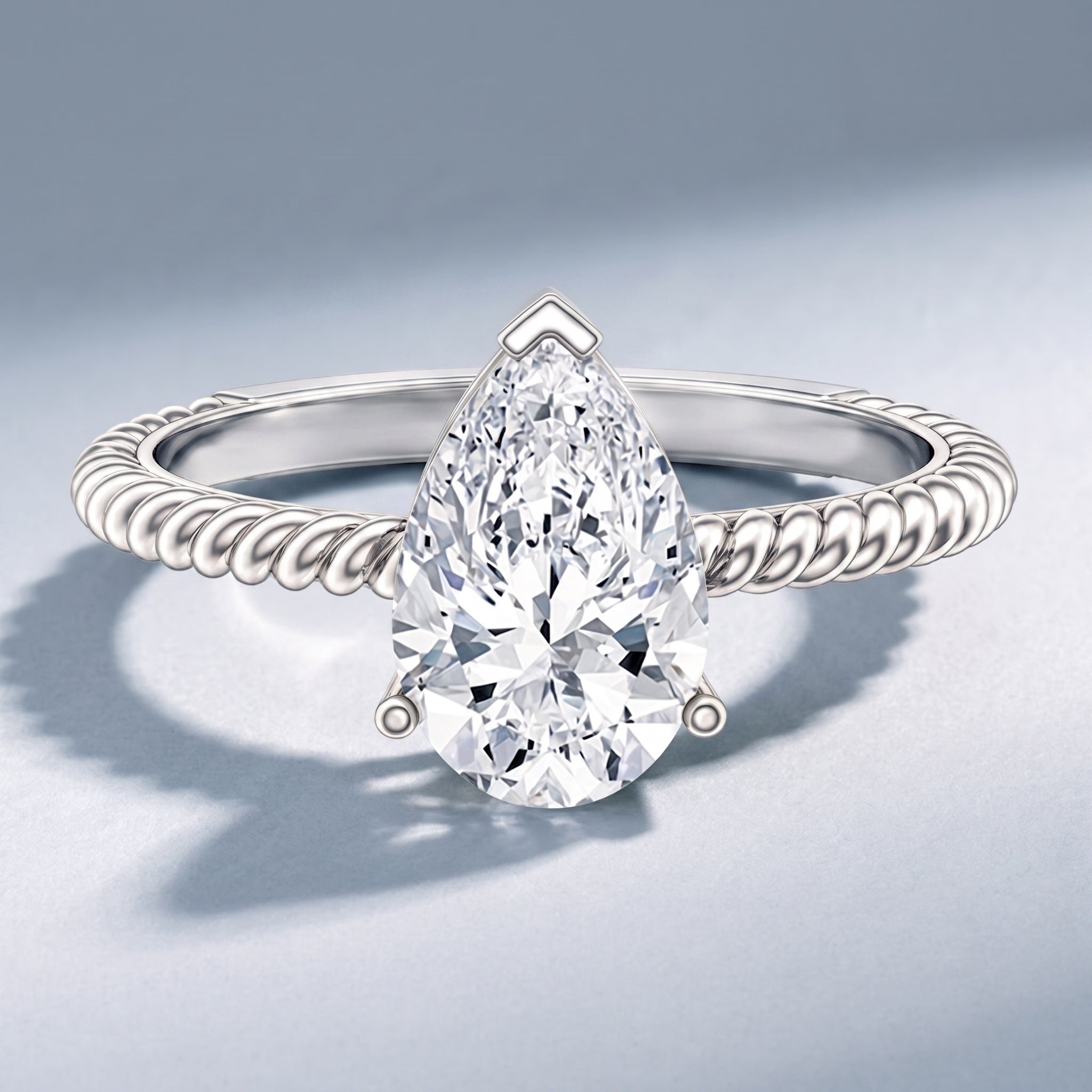 Pear Shaped 2 Carat Lab Grown Diamond Solitaire Engagement Ring IGI Certified Lab - ( E-VS1 ) - Rosec Jewels