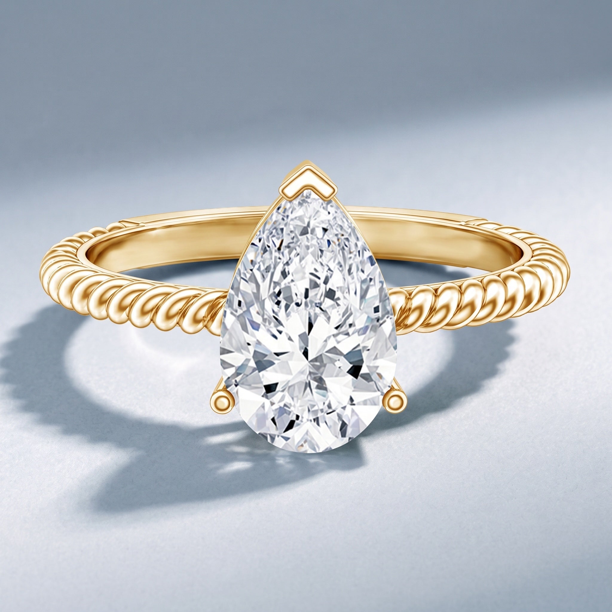 Pear Shaped 2 Carat Lab Grown Diamond Solitaire Engagement Ring IGI Certified Lab - ( E-VS1 ) - Rosec Jewels