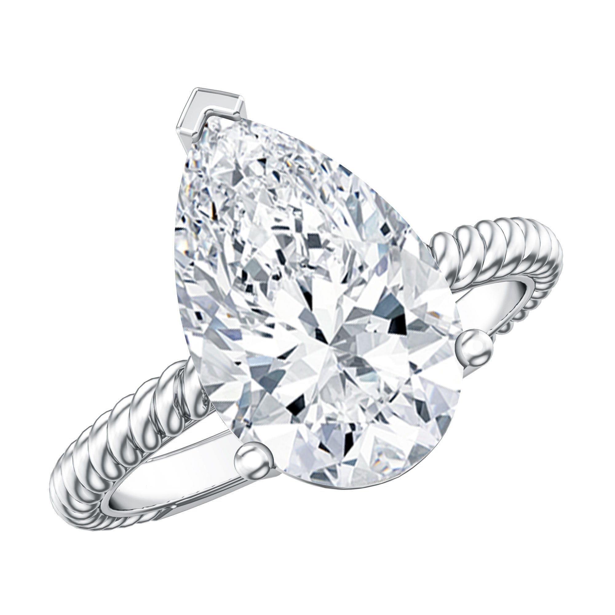 Rosec Jewels-4 Carat Solitaire Lab Created Diamond Teardrop Engagement Ring with IGI Certificate
