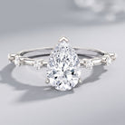 IGI Certified Lab Grown 2 Carat Diamond Teardrop Engagement Ring with Spaced Accent Lab - ( E-VS1 ) - Rosec Jewels