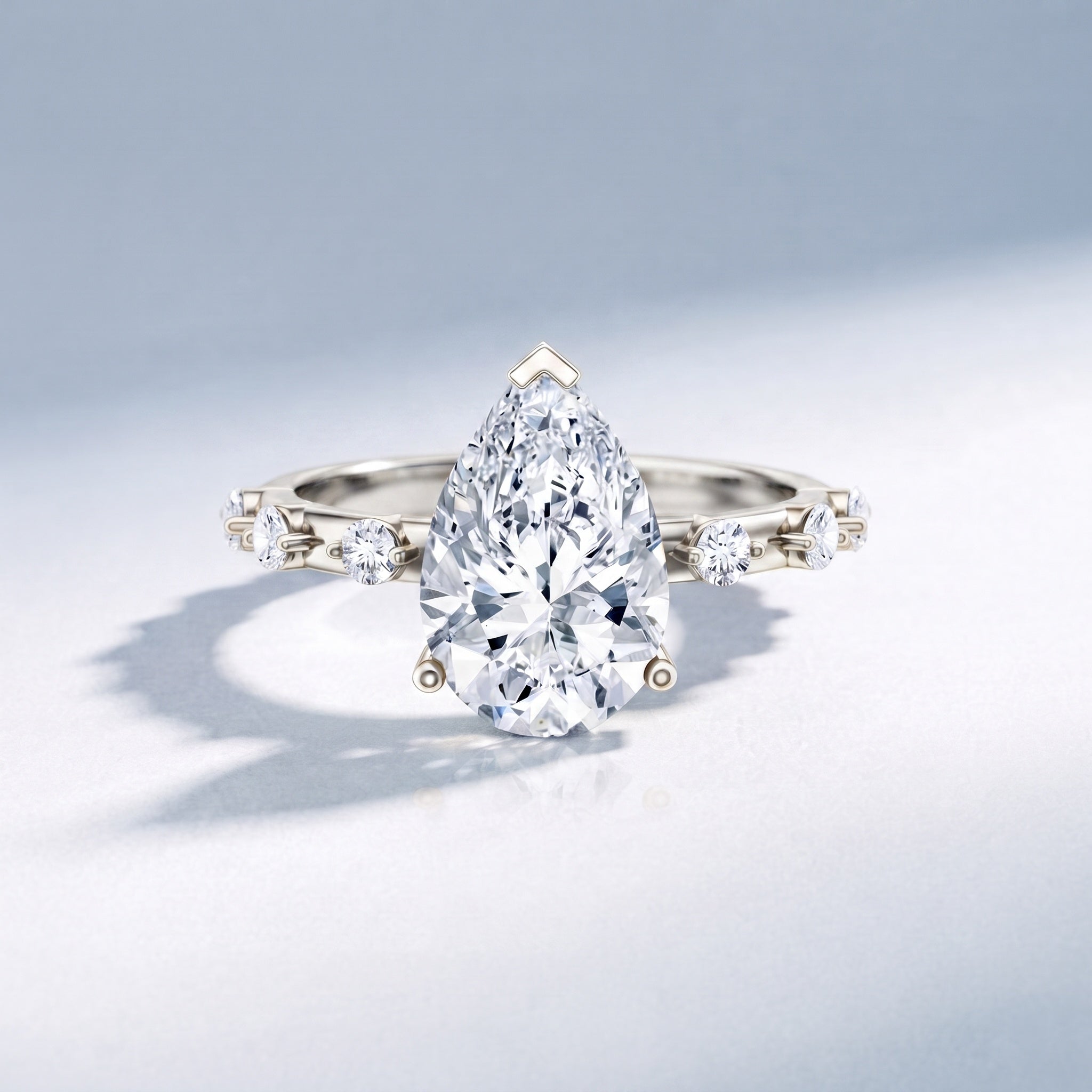 3 Carat Lab Grown Pear Shaped Diamond Solitaire Engagement Ring with IGI Certificate Lab - ( E-VS1 ) - Rosec Jewels