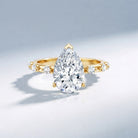 3 Carat Lab Grown Pear Shaped Diamond Solitaire Engagement Ring with IGI Certificate Lab - ( E-VS1 ) - Rosec Jewels