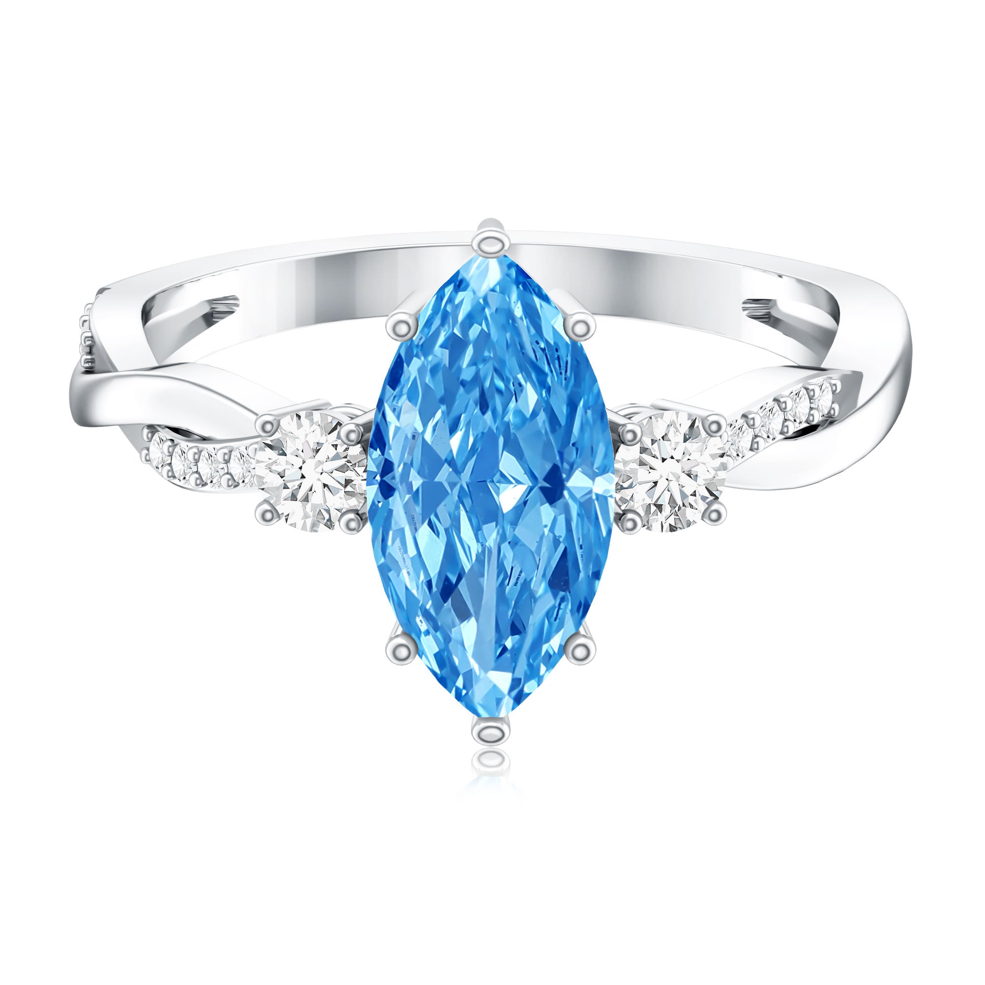 Rosec Jewels-IGI Certified Marquise Lab Grown Blue Diamond Designer Engagement Ring 2 Carat