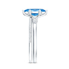 Rosec Jewels-1 Carat Marquise Cut Lab Grown Blue Diamond Solitaire Wedding Ring Set with IGI Certificate