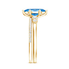 Rosec Jewels-1 Carat Marquise Cut Lab Grown Blue Diamond Solitaire Wedding Ring Set with IGI Certificate