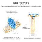 Rosec Jewels-IGI Certified Lab Grown Blue Diamond Marquise Bridal Ring Set 2 Carat