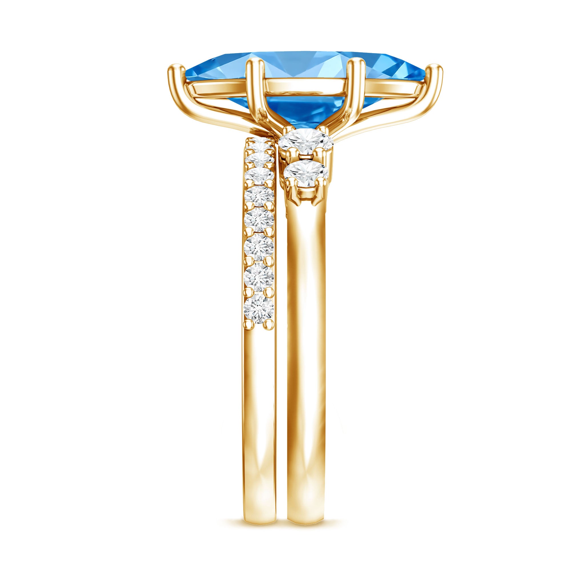 Rosec Jewels-IGI Certified Lab Grown Blue Diamond Marquise Bridal Ring Set 2 Carat