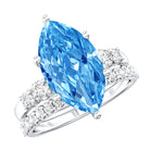 Rosec Jewels-Huge 4 Carat Lab Grown Blue Diamond Solitaire Bridal Ring Set with IGI Certificate