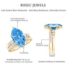 Rosec Jewels-Huge 4 Carat Lab Grown Blue Diamond Solitaire Bridal Ring Set with IGI Certificate