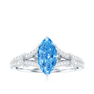 Rosec Jewels-IGI Certified 1 Carat Lab Grown Blue Diamond Engagement Ring with Split Shank